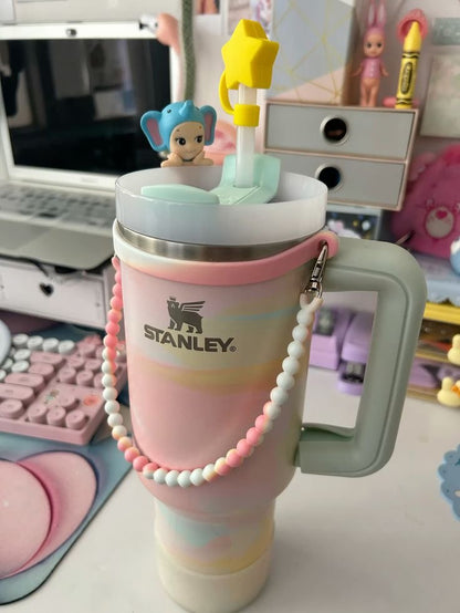 900ml Stainless Steel Travel Tumbler, Premium Stanley Style Vacuum Insulated Mug with Handle & Straw Lid, Leakproof Coffee Cup for Hot & Cold Drinks, Car Cup Holder Friendly, Multi Color With Accessorys