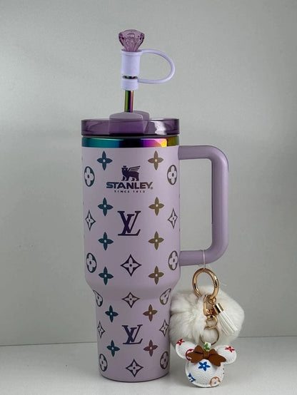 900ml Stainless Steel Travel Tumbler, Stanley Style Vacuum Insulated Mug with Handle & Straw Lid, Leakproof Coffee Cup for Hot & Cold Drinks, Car Cup Holder Friendly, Multi Color
